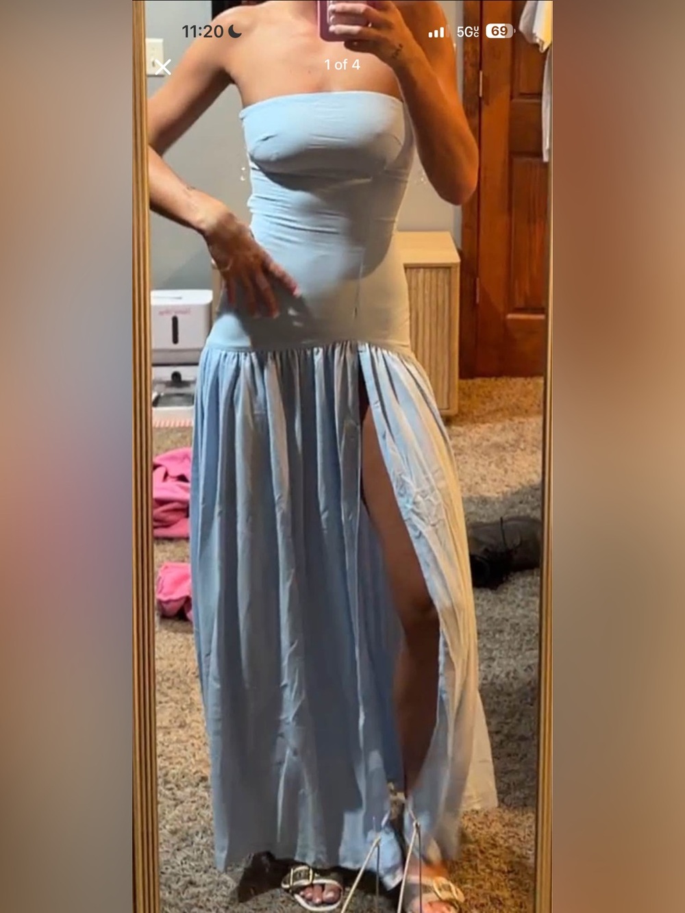 Peppermayo Light Blue Maxi Skirt with High Side Slit